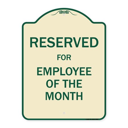 SIGNMISSION Designer Series-Reserved For Employee Of Month Tan & Green Heavy-Gauge Alum, 24" x 18", TG-1824-9907 A-DES-TG-1824-9907